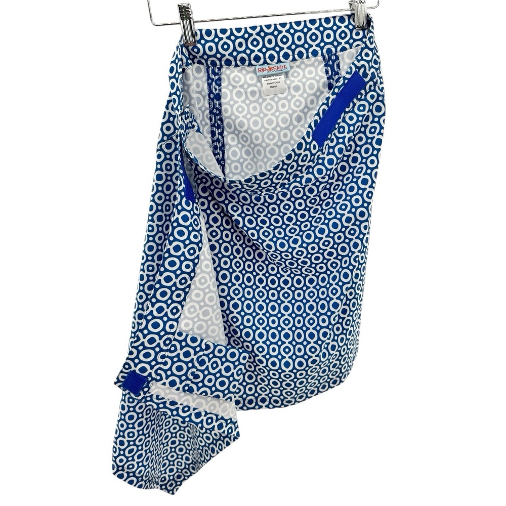 RipSkirt Hawaii Wrap Skirt M Blue White Geo Print‎ Quick Dry Cover Up Travel - Picture 4 of 5